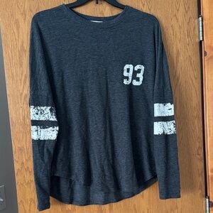 Maurices Dark Gray Long Sleeve Tee with White Accents